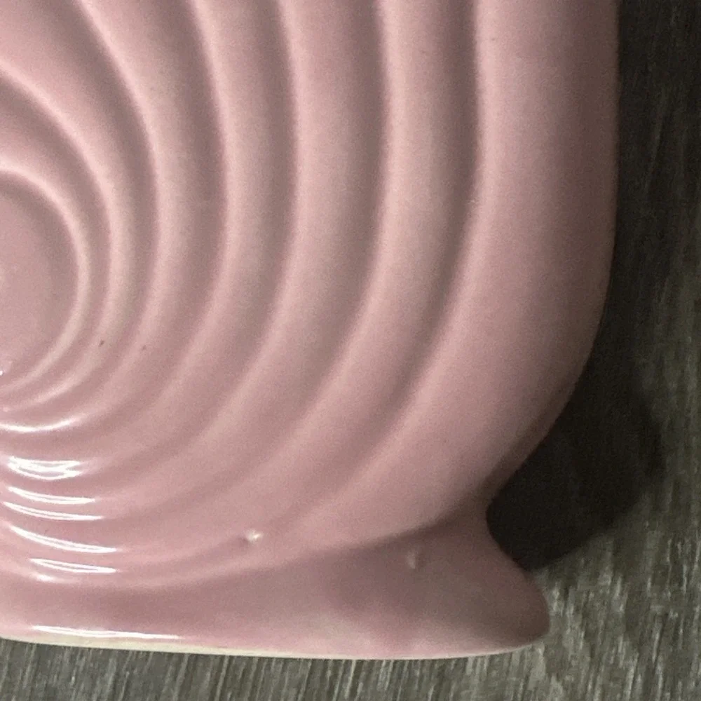 Vtg Pottery Vase Planter Pink Cornucopia Nautilus Shell MCM Art Deco USA